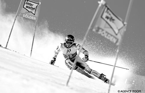 An Athlete is skiing and thinking about his future